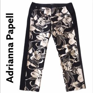 ADRIANNA PAPELL BLACK & CREAM ANKLE PANT EUC SZ 12